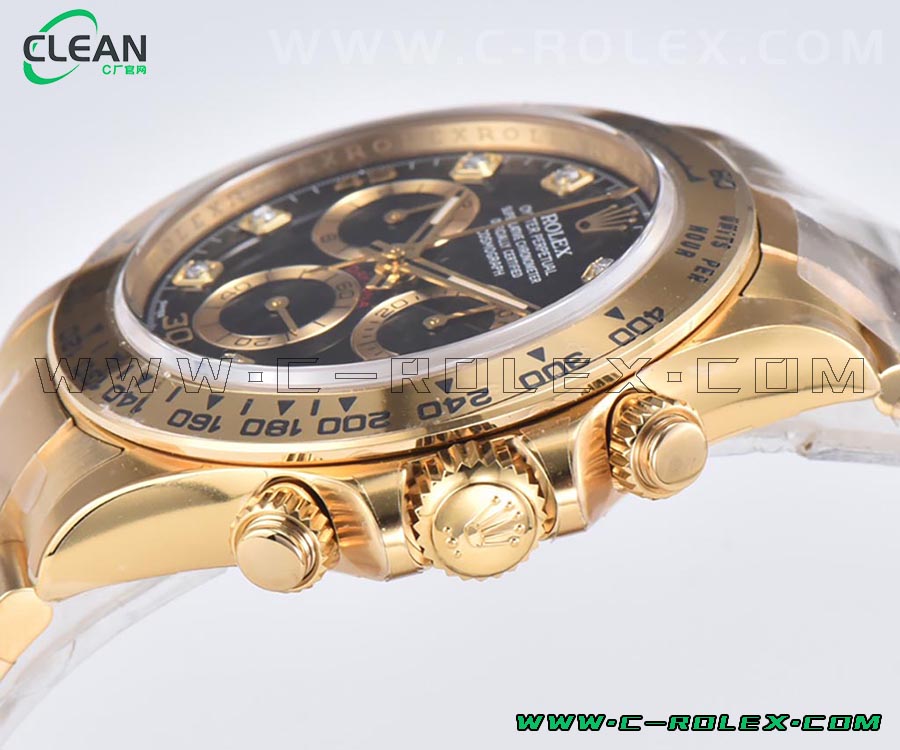 C厂Clean厂劳力士黑盘钻刻金圈款复刻表细节评测-C厂迪M116508-0016